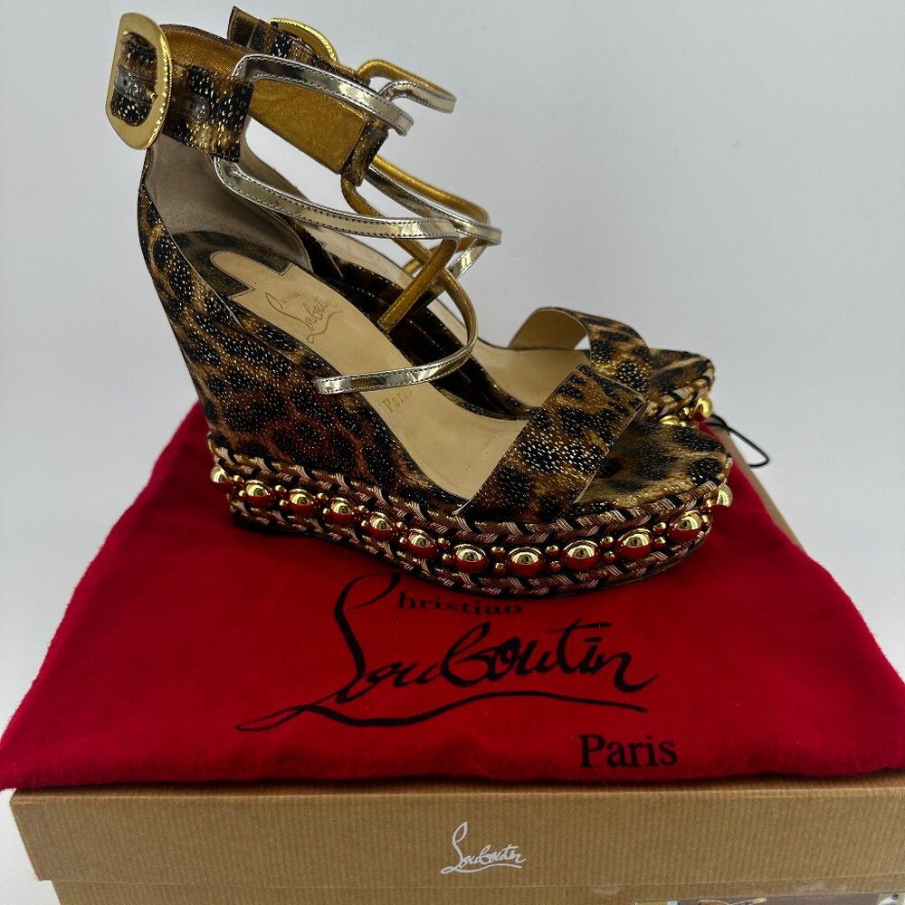 Louboutin Chocazeppa Wedges in Leopard - Size 39